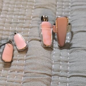 Highly Sought Sterling & Pink Conch Shell Jewelry Set